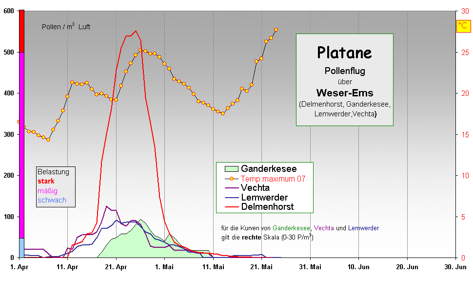 Platane
Pollenflug 
�ber 
Weser-Ems
(Delmenhorst, Ganderkesee, 
 Lemwerder,Vechta) 
