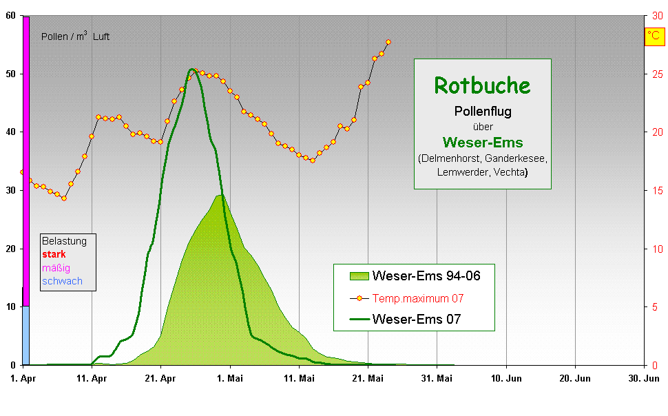 Rotbuche
Pollenflug 
�ber 
Weser-Ems
(Delmenhorst, Ganderkesee, 
Lemwerder, Vechta) 
